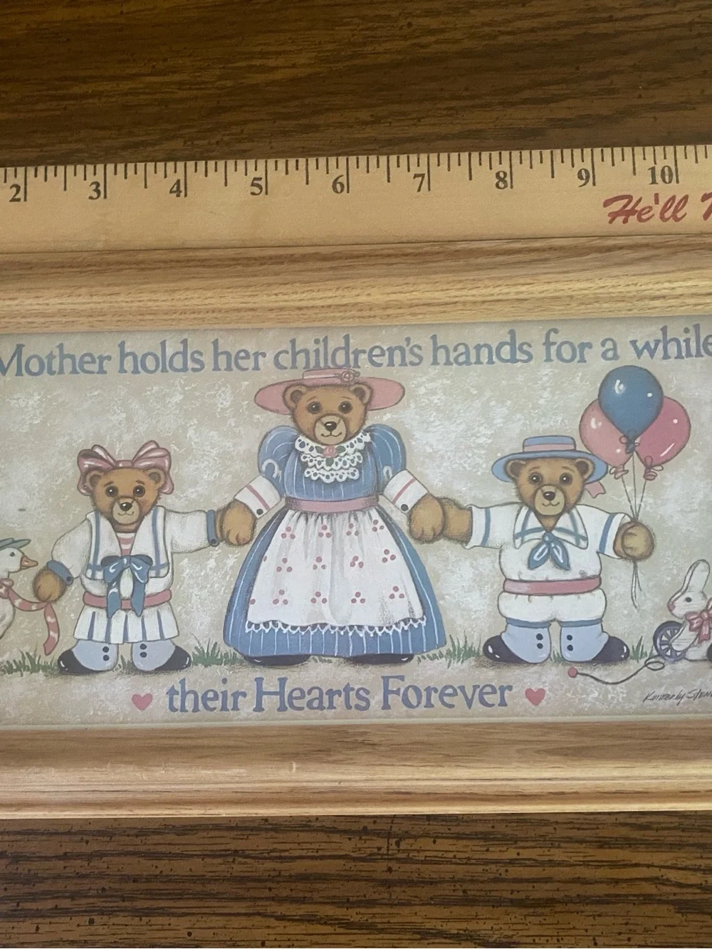 VTG 1988 FIGI Graphics Kimberly Stenbo Teddy Bear Framed Art Print Motherhood